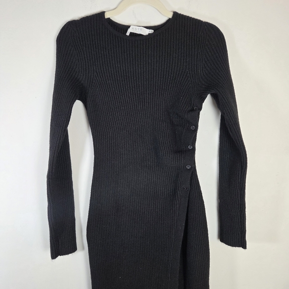 ASTR High Slit Black Long Sleeve Sweater Dress Soft - Picture 5 of 12